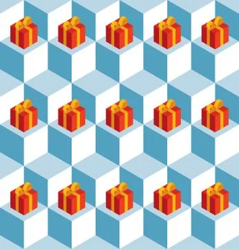 Pattern ice cubes red gifts Stock Illustration