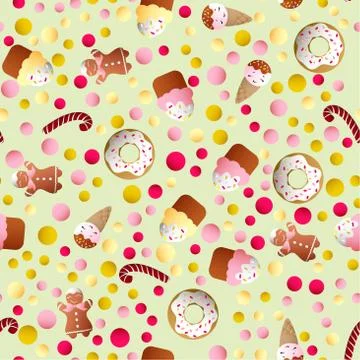 Pattern with ice lolly, cookies, donuts with cream Stock Illustration
