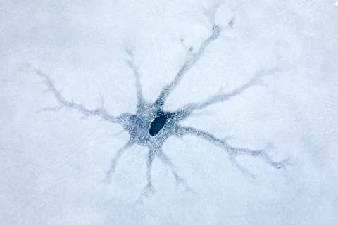 Pattern on the ice surface in the form of a spider Stock Photos