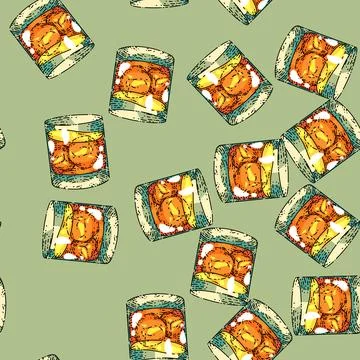 Pattern ice whiskey sketch hand drawn Stock Illustration
