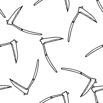 A pattern of an icon with a scythe. A seamless pattern from the old "scythe Stock Illustration