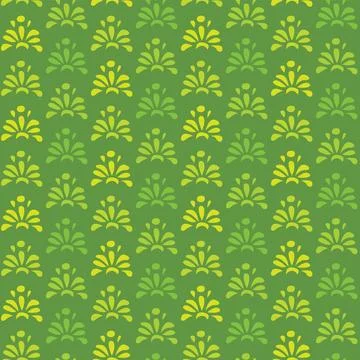 Pattern illustration of lime green stylized floral elements on a darker gre.. Stock Illustration