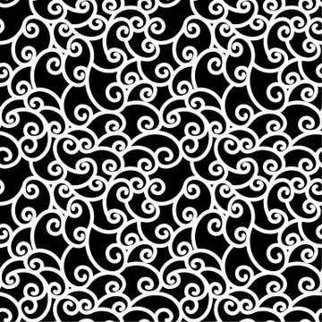 Pattern illustration of seamless black-and-white spirals Stock Illustration