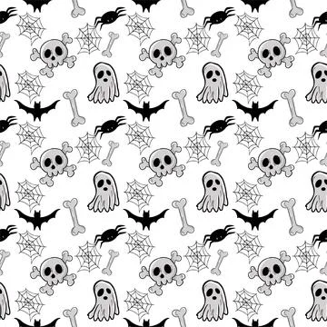 Pattern with illustrations on the theme of Halloween Stock Illustration