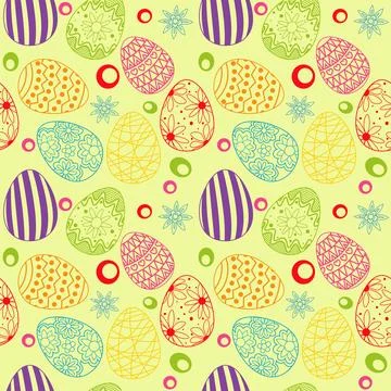 Pattern image for happy easter holiday with elements of eggs and flowers 库存插图