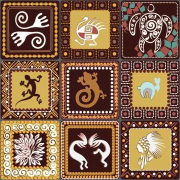 Pattern with imitation of elements of rock art Stock Illustration