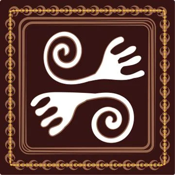 Pattern with imitation of elements of rock art Stock Illustration