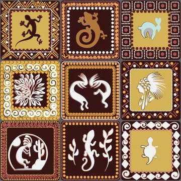 Pattern with imitation of elements of rock art Stock Illustration