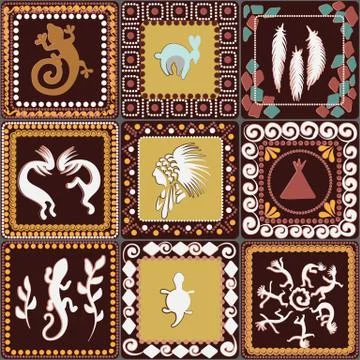 Pattern with imitation of elements of rock art Stock Illustration