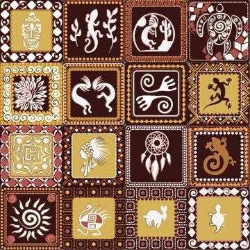 Pattern with imitation of elements of rock art Stock Illustration