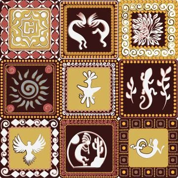 Pattern with imitation of elements of rock art Stock Illustration