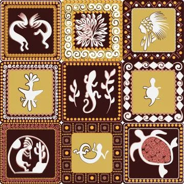 Pattern with imitation of elements of rock art Stock Illustration