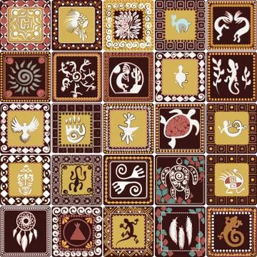Pattern with imitation of elements of rock art Stock Illustration