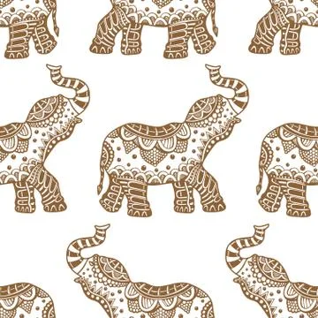 Pattern with indian elephants. 스톡 일러스트