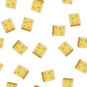 Pattern Indian sweet barfi dessert featuring nuts Stock Illustration