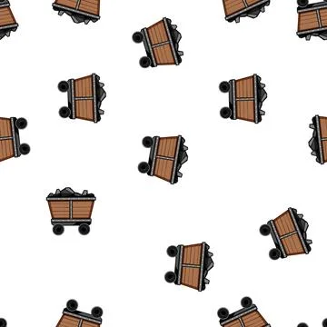 Pattern industry coal wagon cartoon vector Stock Illustration