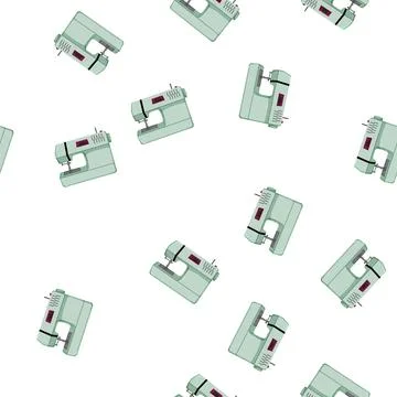 Pattern industry sew machine cartoon vector Stock Illustration