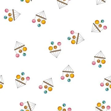Pattern infant crib mobile cartoon vector Stock Illustration
