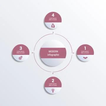 Pattern for infographic 4 positions monochromic vector image from circles in  Stock Illustration