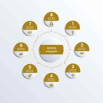 Pattern for infographic 8 positions monochromic vector image from circles in  Stock Illustration