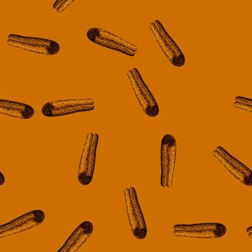 Pattern ingredient cinnamon sketch hand drawn Stock Illustration