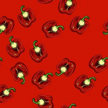 Pattern ingredient pepper spice sketch hand drawn Stock Illustration