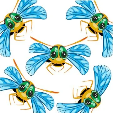 Pattern from insect bee on white background イラスト素材
