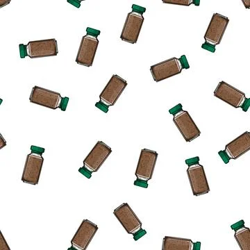 Pattern instant coffee soluble cartoon vector 스톡 일러스트