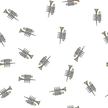 Pattern instrument trumpet cartoon vector Stock Illustration