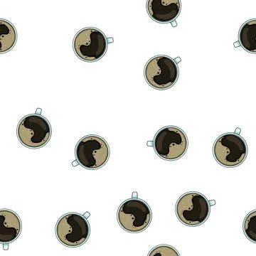 Pattern insulated coffee cup top cartoon vector Stock Illustration