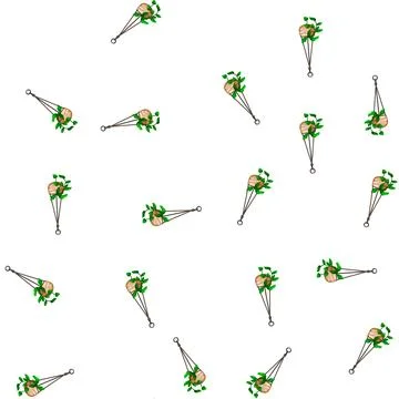 Pattern interior hanging planter cartoon vector Stock Illustration