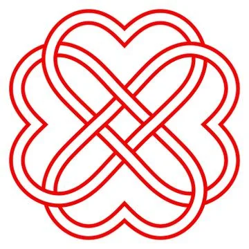 Pattern of intertwined hearts, vector knot weaving of hearts symbol eternal love Stock Illustration