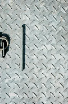 Pattern of  iron bunker door with a padlock 스톡 사진