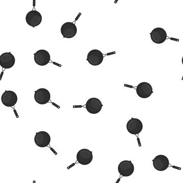 Pattern iron frying pan kitchen cartoon vector Stock Illustration