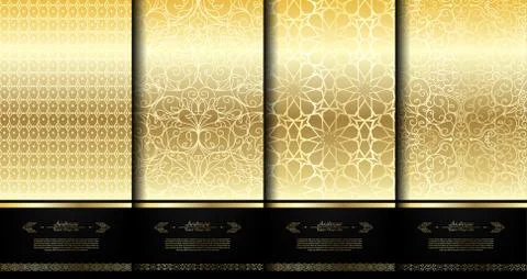 Pattern islamic element classy gold arabesque background template collection Stock Illustration