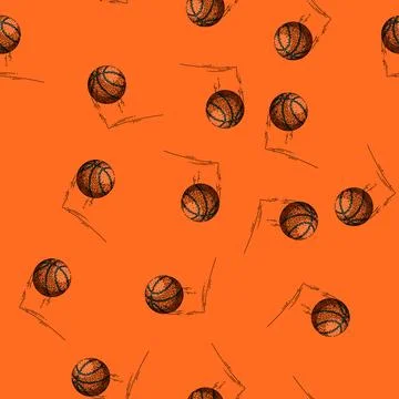 Pattern isolated basketball ball sketch hand drawn Stock Illustration