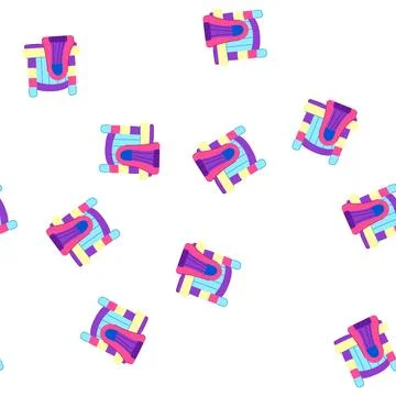 Pattern isometric inflatable castle cartoon vector Stock Illustration