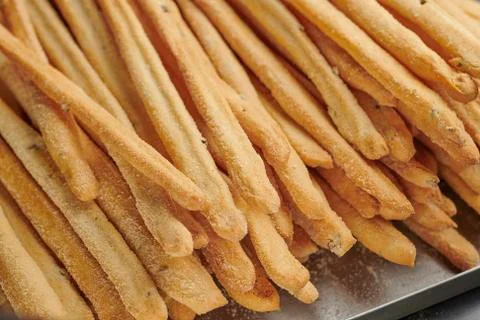 Pattern of Italian breadstick on a baking tray 스톡 사진