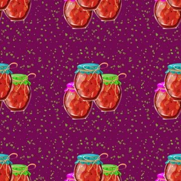 Pattern, jam, jar , fruit Stock Illustration