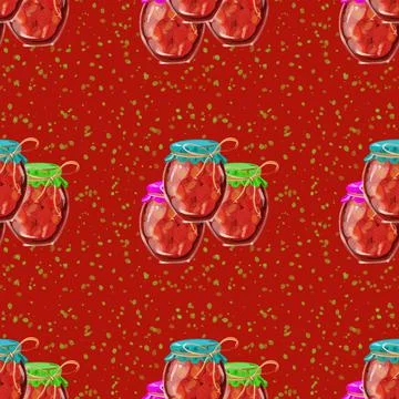 Pattern, jam, jar , fruit Stock Illustration