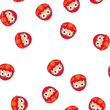 Pattern japanese daruma doll symbolizing luck and goal fulfillment Stock Illustration