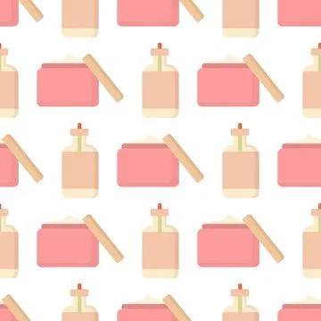 Pattern from jar of cream and emulsion flat Stock Illustration