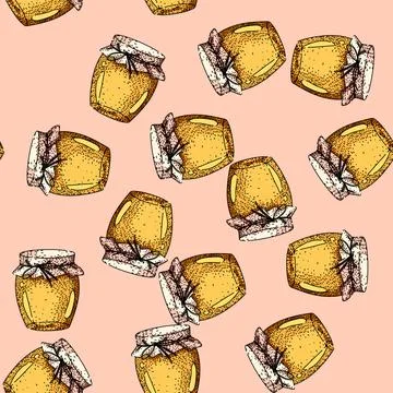 Pattern Jar with fabric cover and tie sketch drawing Stock Illustration