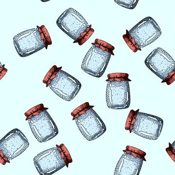 Pattern Jar with fabric cover drawing for food preservation Stock Illustration