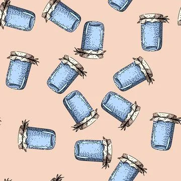 Pattern Jar filled with homemade jam tied with string Stock Illustration