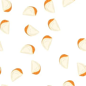 Pattern jicama root slice nutritious tropical vegetable food Ilustração Stock