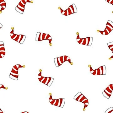Pattern jolly elf santa hat cartoon vector Stock Illustration