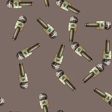 Pattern Journalism microphone drawing representing news reporting and media Illustrazione stock