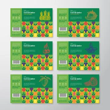 Pattern Juice Label Templates Bundle. Abstract Vector Packaging Design Layouts Stock Illustration