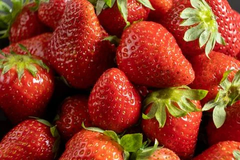 Pattern of juicy strawberries close up 스톡 사진
